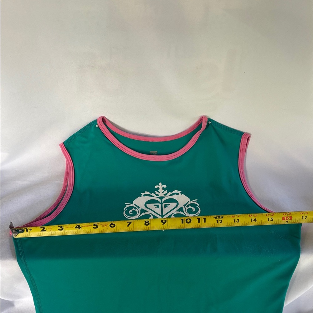 ROXY WHOLE HEARTED UVtech WOMEN’ TEAL WITH PINK TRIMMING SLEEVELESS TOP SIZE 10 - Picture 11 of 14